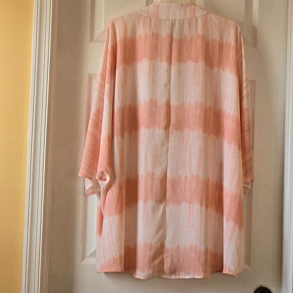 Lane Bryant Tie Dye Pink & White Open Front Kimono Top Plus Size 18/20 - Picture 5 of 12